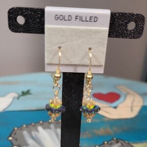 Gold Filled Multicolor Dangle Earrings